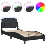 Casa si Gradina - Mobilier - Paturi si accesorii - Paturi - Cadru de pat cu lumini LED, negru, 100x200 cm, piele ecologica - Infinity.ro