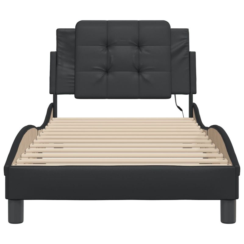 Casa si Gradina - Mobilier - Paturi si accesorii - Paturi - Cadru de pat cu lumini LED, negru, 100x200 cm, piele ecologica - Infinity.ro