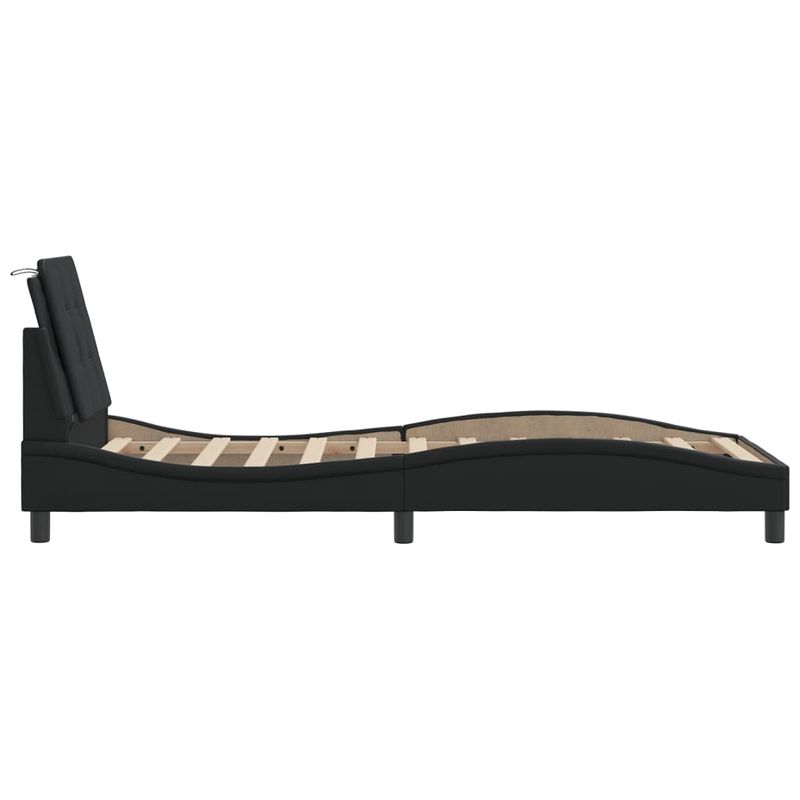 Casa si Gradina - Mobilier - Paturi si accesorii - Paturi - Cadru de pat cu lumini LED, negru, 100x200 cm, piele ecologica - Infinity.ro