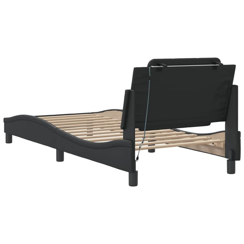 Casa si Gradina - Mobilier - Paturi si accesorii - Paturi - Cadru de pat cu lumini LED, negru, 100x200 cm, piele ecologica - Infinity.ro