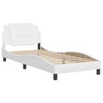 Casa si Gradina - Mobilier - Paturi si accesorii - Paturi - Cadru de pat cu tablie, alb, 100x200 cm, piele ecologica - Infinity.ro