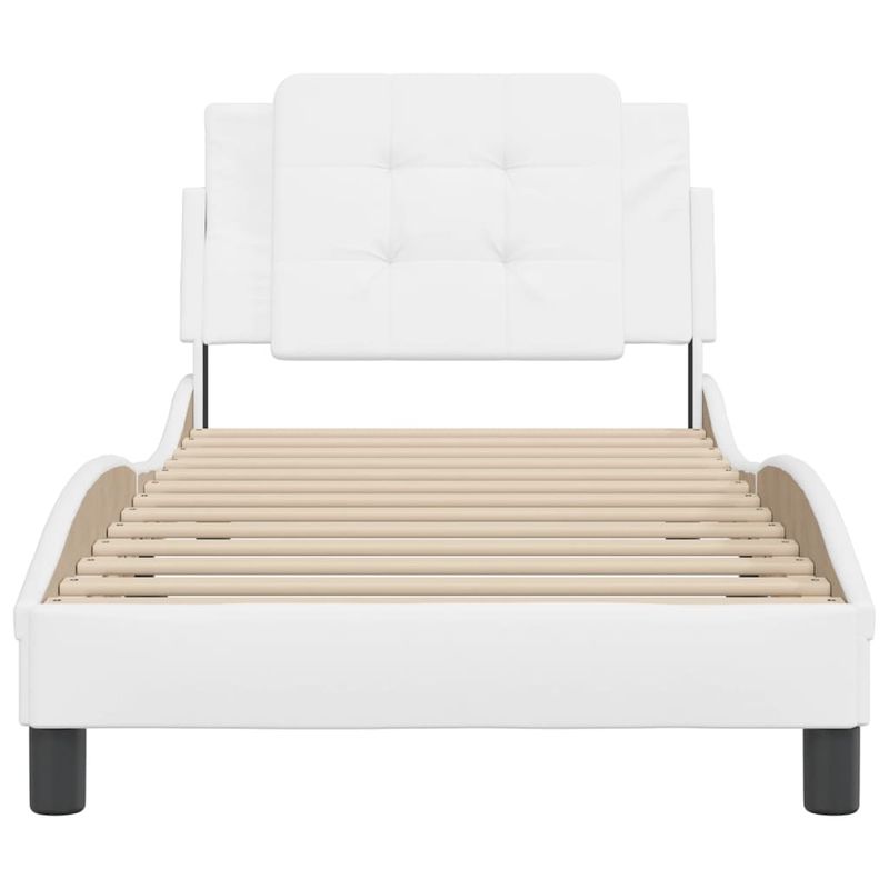 Casa si Gradina - Mobilier - Paturi si accesorii - Paturi - Cadru de pat cu tablie, alb, 100x200 cm, piele ecologica - Infinity.ro