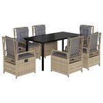 Casa si Gradina - Gradina si terasa - Mobilier exterior - Seturi mobila gradina - Set de masa pentru gradina, 7 piese, cu perne, bej, poliratan - Infinity.ro