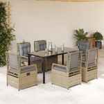 Casa si Gradina - Gradina si terasa - Mobilier exterior - Seturi mobila gradina - Set de masa pentru gradina, 7 piese, cu perne, bej, poliratan - Infinity.ro