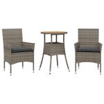 Casa si Gradina - Gradina si terasa - Mobilier exterior - Seturi mobila gradina - Set mobilier gradina cu perne 3 piese gri poliratan/lemn acacia - Infinity.ro