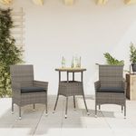Casa si Gradina - Gradina si terasa - Mobilier exterior - Seturi mobila gradina - Set mobilier gradina cu perne 3 piese gri poliratan/lemn acacia - Infinity.ro