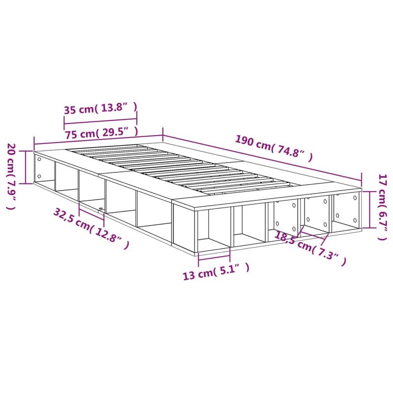 Casa si Gradina - Mobilier - Paturi si accesorii - Paturi - Cadru de pat, alb, 75x190 cm, lemn prelucrat - Infinity.ro