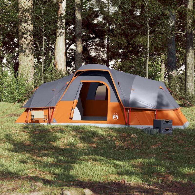 Sport si Outdoor - Camping - Corturi camping - Cort de familie cupola 11 persoane, gri/portocaliu, impermeabil - Infinity.ro