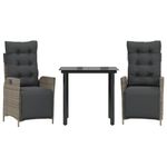 Casa si Gradina - Gradina si terasa - Mobilier exterior - Seturi mobila gradina - Set mobilier de gradina cu perne, 3 piese, gri, poliratan - Infinity.ro