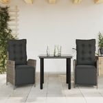 Casa si Gradina - Gradina si terasa - Mobilier exterior - Seturi mobila gradina - Set mobilier de gradina cu perne, 3 piese, gri, poliratan - Infinity.ro