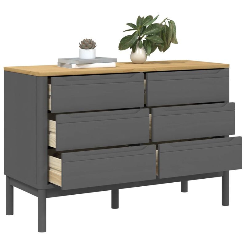 Casa si Gradina - Mobilier - Comode si corpuri - Comode - Comoda cu sertare „FLORO”, gri, lemn masiv de pin - Infinity.ro