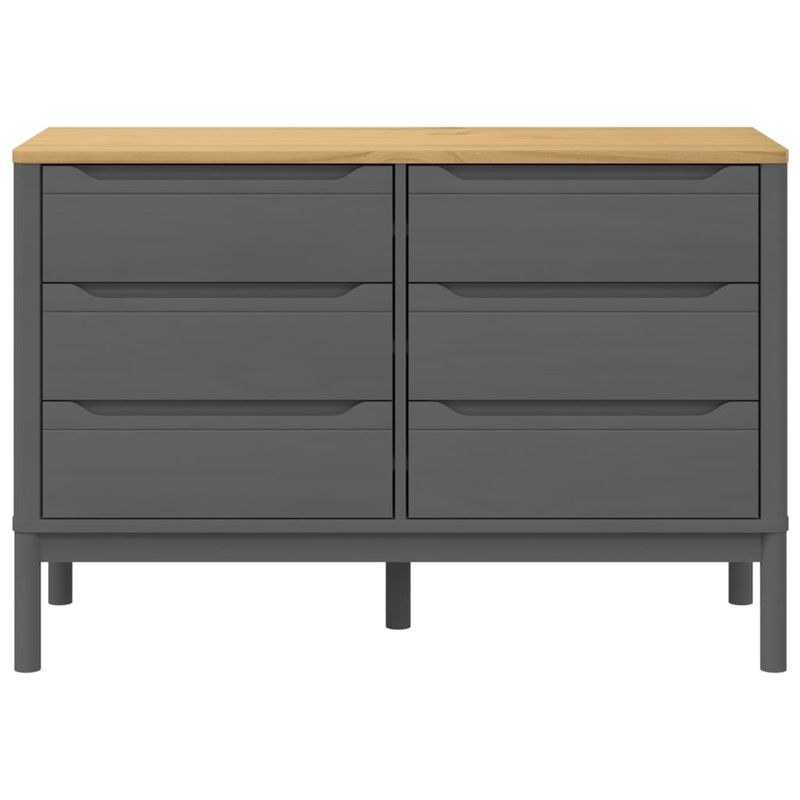 Casa si Gradina - Mobilier - Comode si corpuri - Comode - Comoda cu sertare „FLORO”, gri, lemn masiv de pin - Infinity.ro