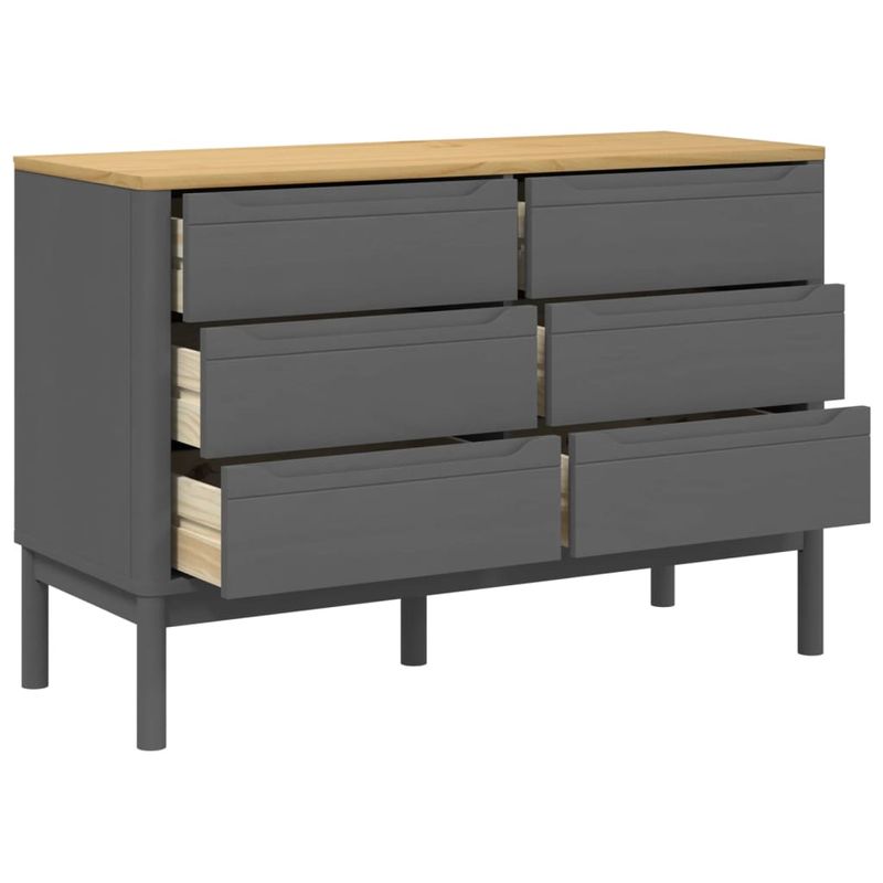 Casa si Gradina - Mobilier - Comode si corpuri - Comode - Comoda cu sertare „FLORO”, gri, lemn masiv de pin - Infinity.ro