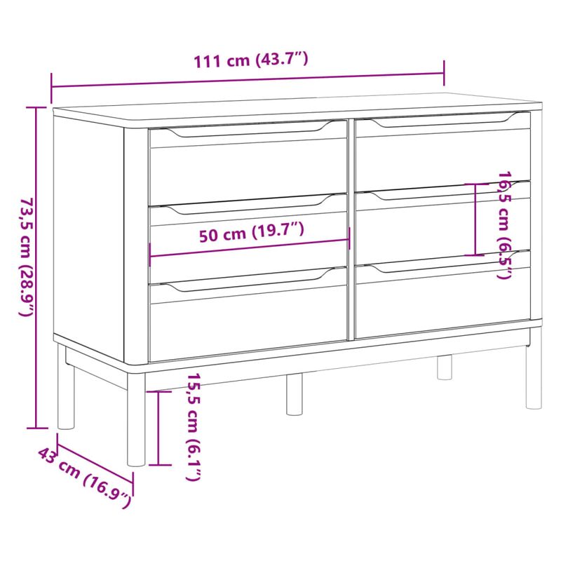 Casa si Gradina - Mobilier - Comode si corpuri - Comode - Comoda cu sertare „FLORO”, gri, lemn masiv de pin - Infinity.ro