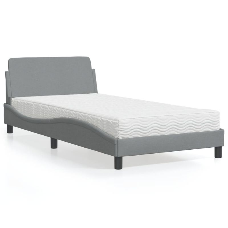 Casa si Gradina - Mobilier - Paturi si accesorii - Paturi - Pat cu saltea, gri deschis, 100x200 cm, textil - Infinity.ro