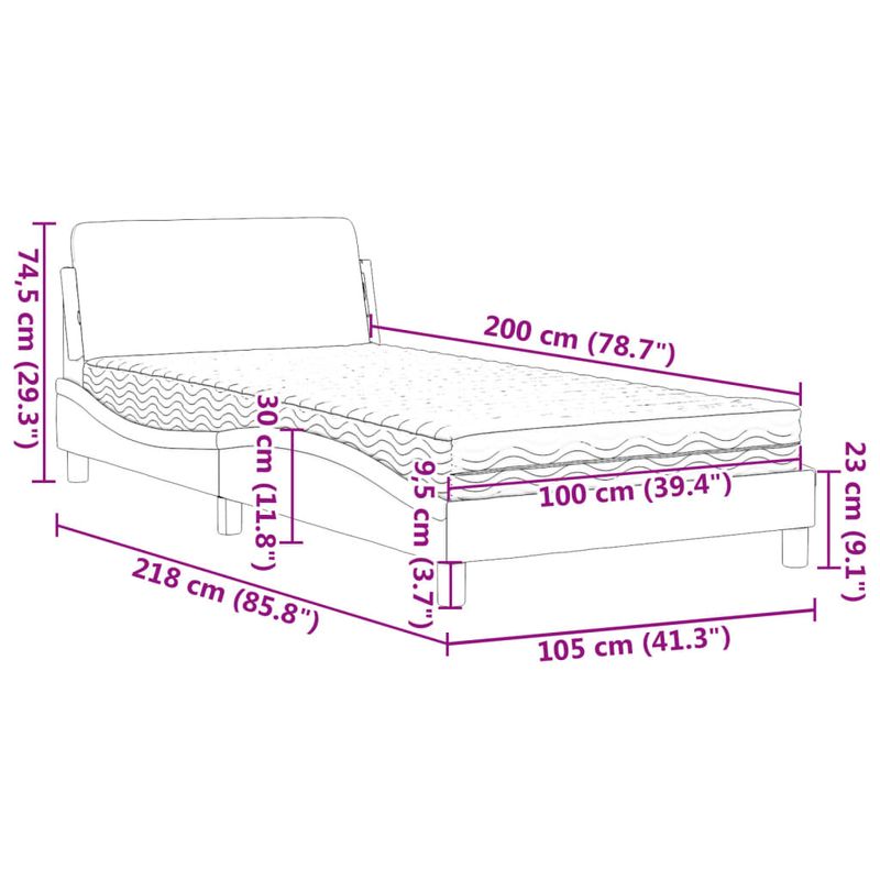Casa si Gradina - Mobilier - Paturi si accesorii - Paturi - Pat cu saltea, gri deschis, 100x200 cm, textil - Infinity.ro