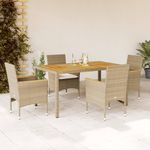 Casa si Gradina - Gradina si terasa - Mobilier exterior - Seturi mobila gradina - Set mobilier gradina cu perne 5 piese bej poliratan/lemn acacia - Infinity.ro