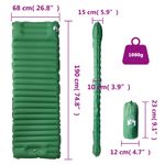 Sport si Outdoor - Camping - Saltele si accesorii pentru somn - Saltele camping - Saltea de camping auto-gonflabila, cu perna integrata, verde - Infinity.ro