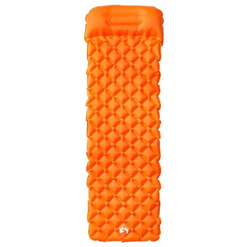Sport si Outdoor - Camping - Saltele si accesorii pentru somn - Saltele camping - Saltea de camping auto-gonflabila cu perna integrata portocaliu - Infinity.ro