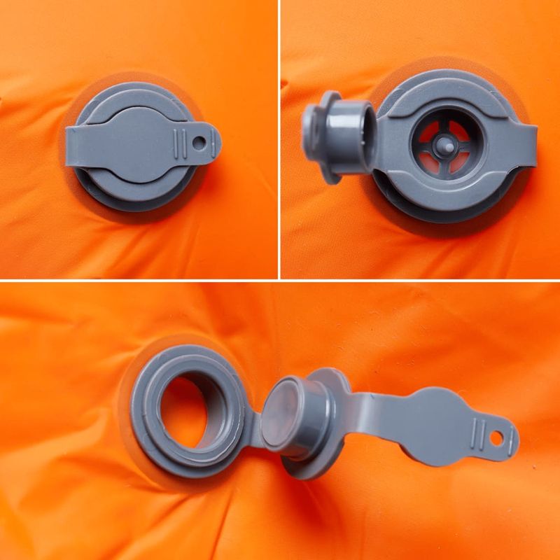 Sport si Outdoor - Camping - Saltele si accesorii pentru somn - Saltele camping - Saltea de camping auto-gonflabila cu perna integrata portocaliu - Infinity.ro