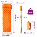 Sport si Outdoor - Camping - Saltele si accesorii pentru somn - Saltele camping - Saltea de camping auto-gonflabila cu perna integrata portocaliu - Infinity.ro