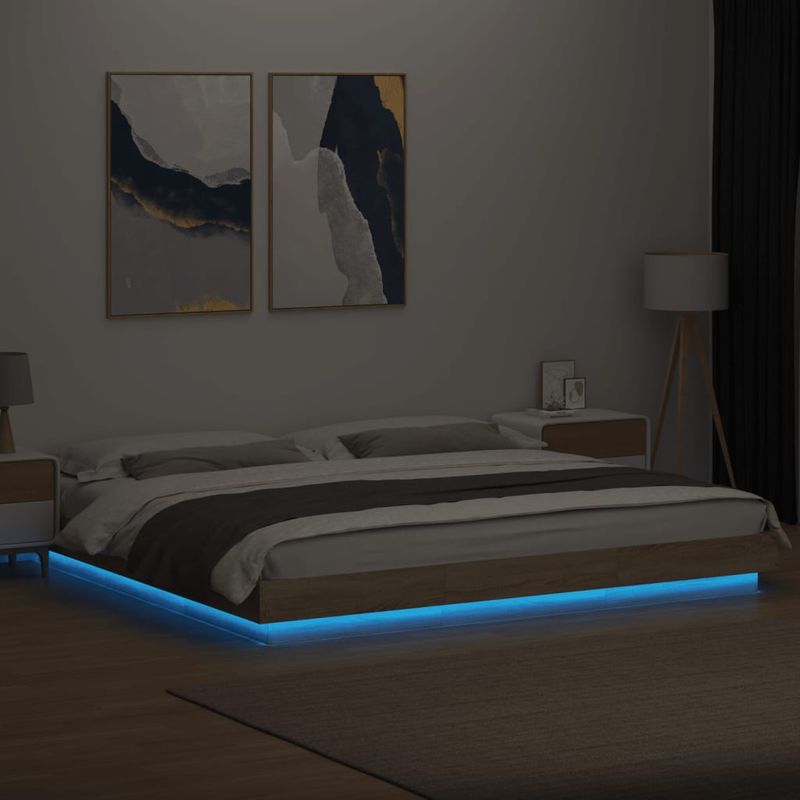 Casa si Gradina - Mobilier - Paturi si accesorii - Paturi - Cadru de pat cu LED stejar sonoma 180x200 cm lemn prelucrat - Infinity.ro