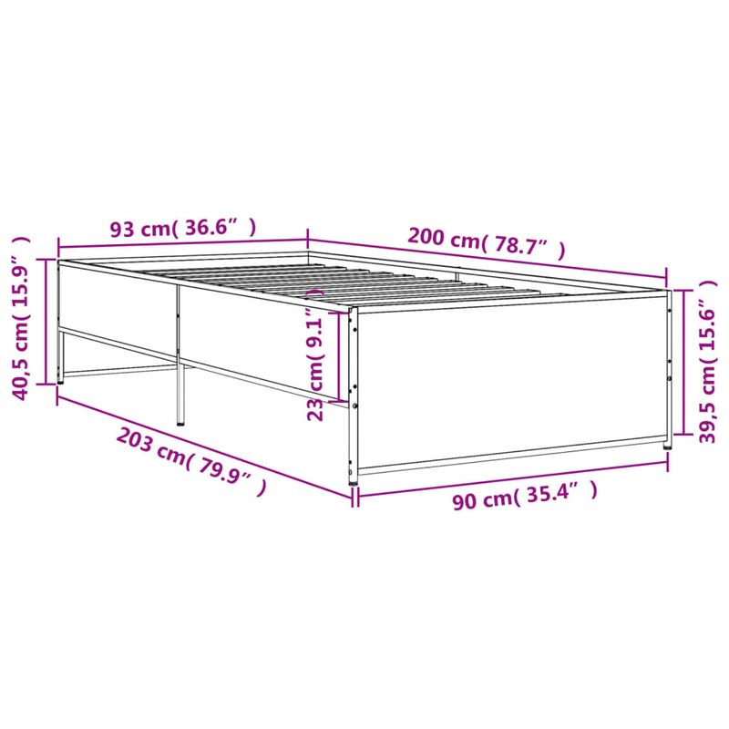Casa si Gradina - Mobilier - Paturi si accesorii - Paturi - Cadru de pat, stejar maro, 90x200 cm, lemn prelucrat si metal - Infinity.ro