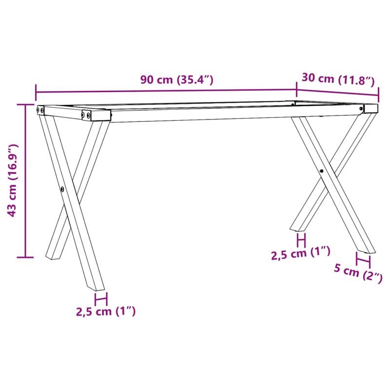 Casa si Gradina - Mobilier - Feronerie si accesorii mobila - Picioare Masuta de cafea X-Frame 90x30x43 cm Fonta - Infinity.ro
