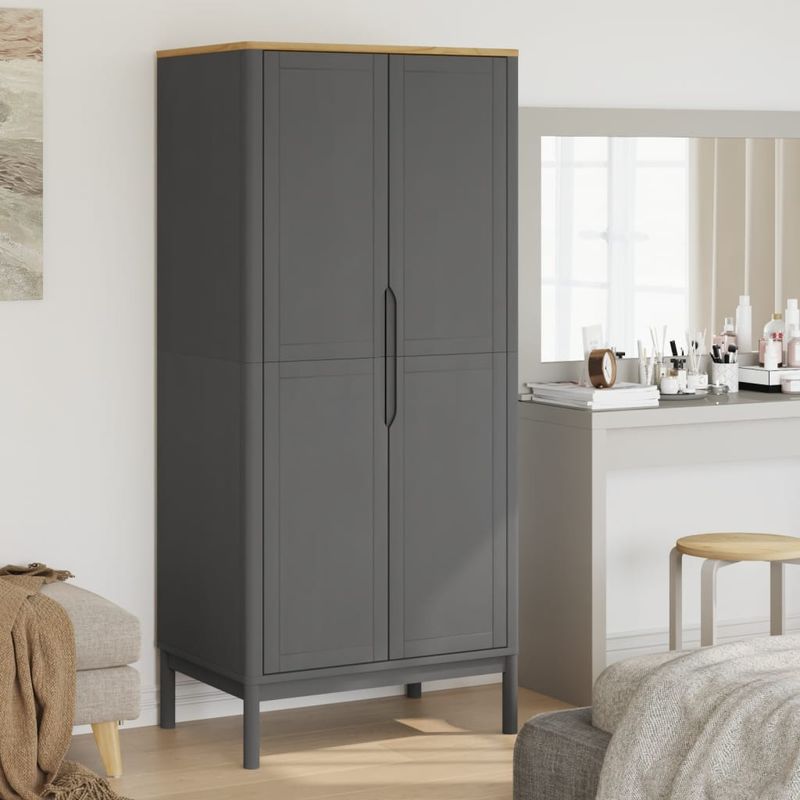 Casa si Gradina - Mobilier - Dulapuri si sifoniere - Sifoniere - Sifonier "FLORO", gri, 77x53x171 cm, lemn masiv pin - Infinity.ro
