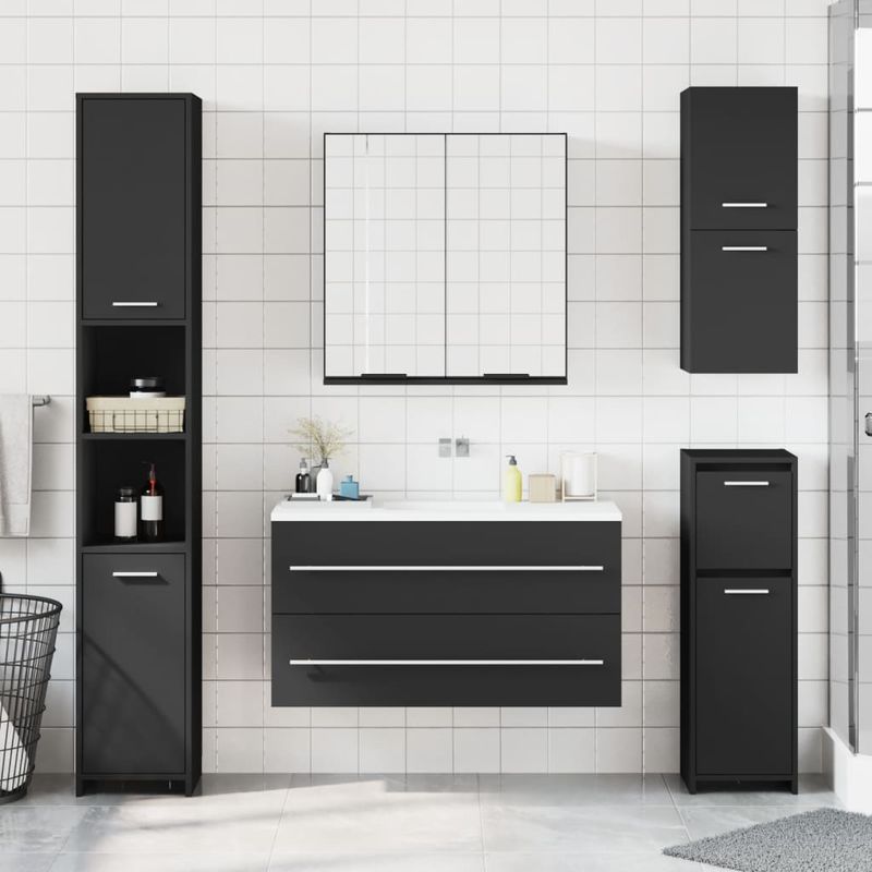 Casa si Gradina - Mobilier - Dulapuri si sifoniere - Dulapuri - Dulap baie cu oglinda negru 64x20x67 cm lemn compozit - Infinity.ro