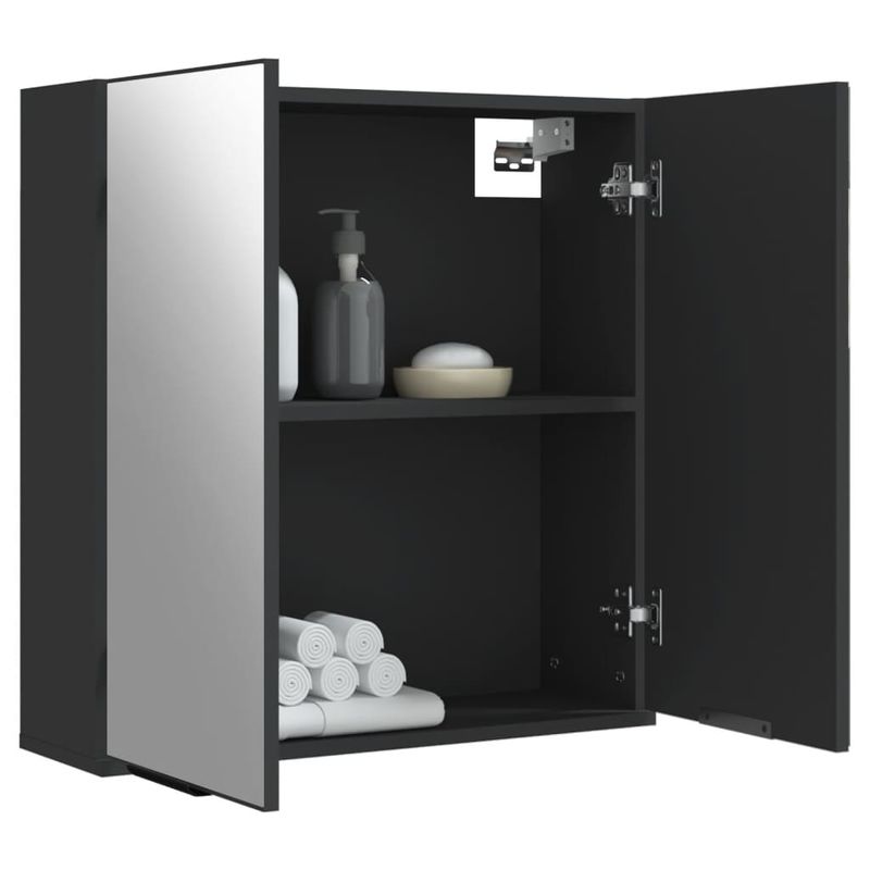 Casa si Gradina - Mobilier - Dulapuri si sifoniere - Dulapuri - Dulap baie cu oglinda negru 64x20x67 cm lemn compozit - Infinity.ro