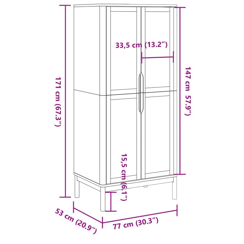 Casa si Gradina - Mobilier - Dulapuri si sifoniere - Sifoniere - Sifonier "FLORO", gri, 77x53x171 cm, lemn masiv pin - Infinity.ro