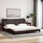 Casa si Gradina - Mobilier - Paturi si accesorii - Paturi - Pat cu saltea, maro inchis, 200x200 cm, textil - Infinity.ro