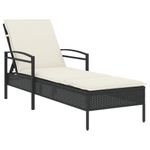 Casa si Gradina - Gradina si terasa - Mobilier exterior - Scaune si sezlonguri gradina - Sezlong cu perna, negru, 63x200x81 cm, poliratan - Infinity.ro