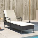 Casa si Gradina - Gradina si terasa - Mobilier exterior - Scaune si sezlonguri gradina - Sezlong cu perna, negru, 63x200x81 cm, poliratan - Infinity.ro