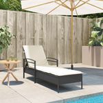 Casa si Gradina - Gradina si terasa - Mobilier exterior - Scaune si sezlonguri gradina - Sezlong cu perna, negru, 63x200x81 cm, poliratan - Infinity.ro