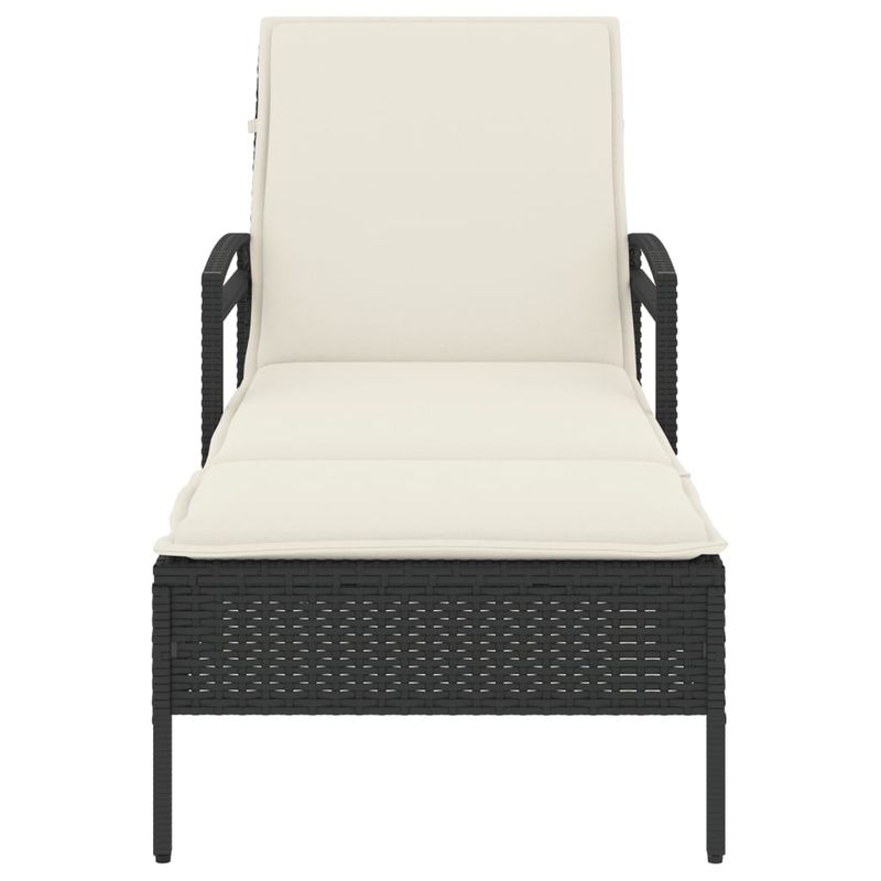 Casa si Gradina - Gradina si terasa - Mobilier exterior - Scaune si sezlonguri gradina - Sezlong cu perna, negru, 63x200x81 cm, poliratan - Infinity.ro