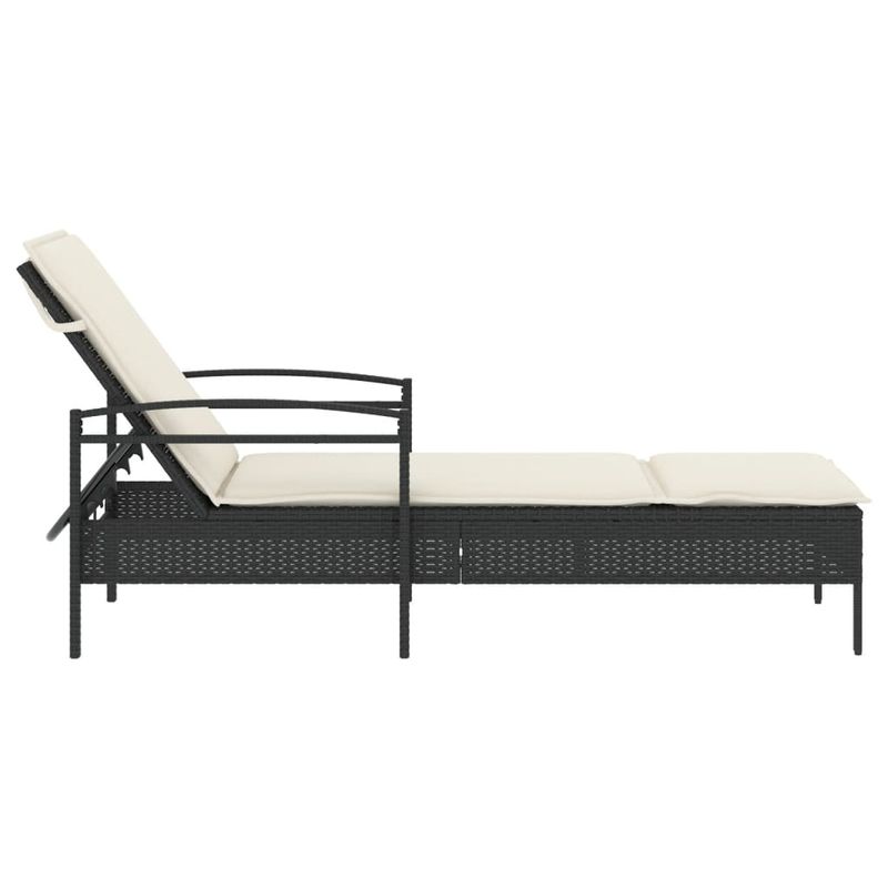 Casa si Gradina - Gradina si terasa - Mobilier exterior - Scaune si sezlonguri gradina - Sezlong cu perna, negru, 63x200x81 cm, poliratan - Infinity.ro