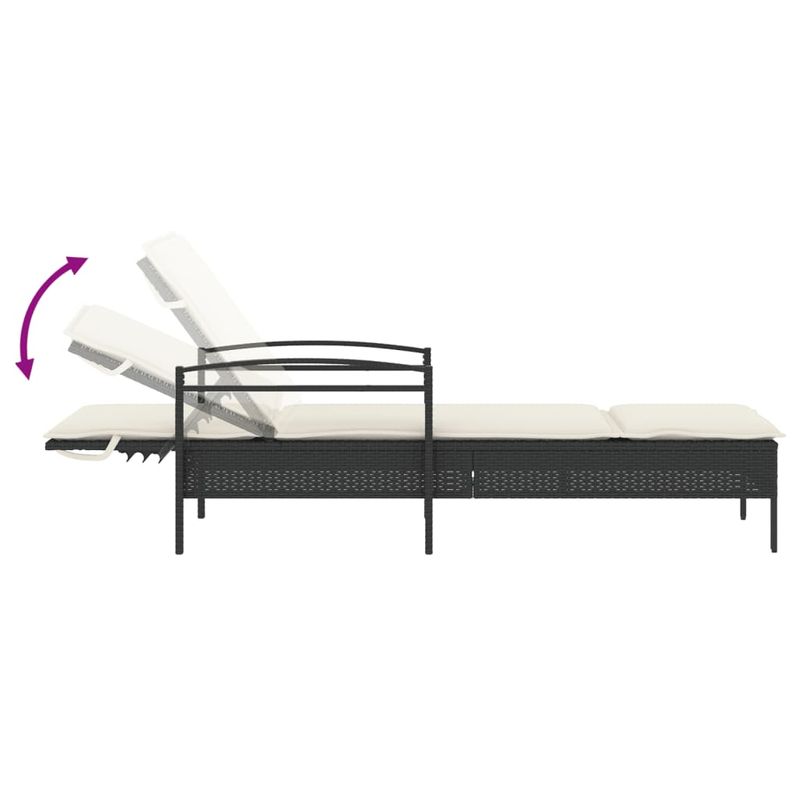 Casa si Gradina - Gradina si terasa - Mobilier exterior - Scaune si sezlonguri gradina - Sezlong cu perna, negru, 63x200x81 cm, poliratan - Infinity.ro