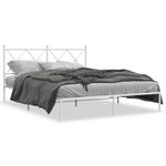 Casa si Gradina - Mobilier - Paturi si accesorii - Paturi - Cadru de pat metalic cu tablie, alb, 150x200 cm - Infinity.ro