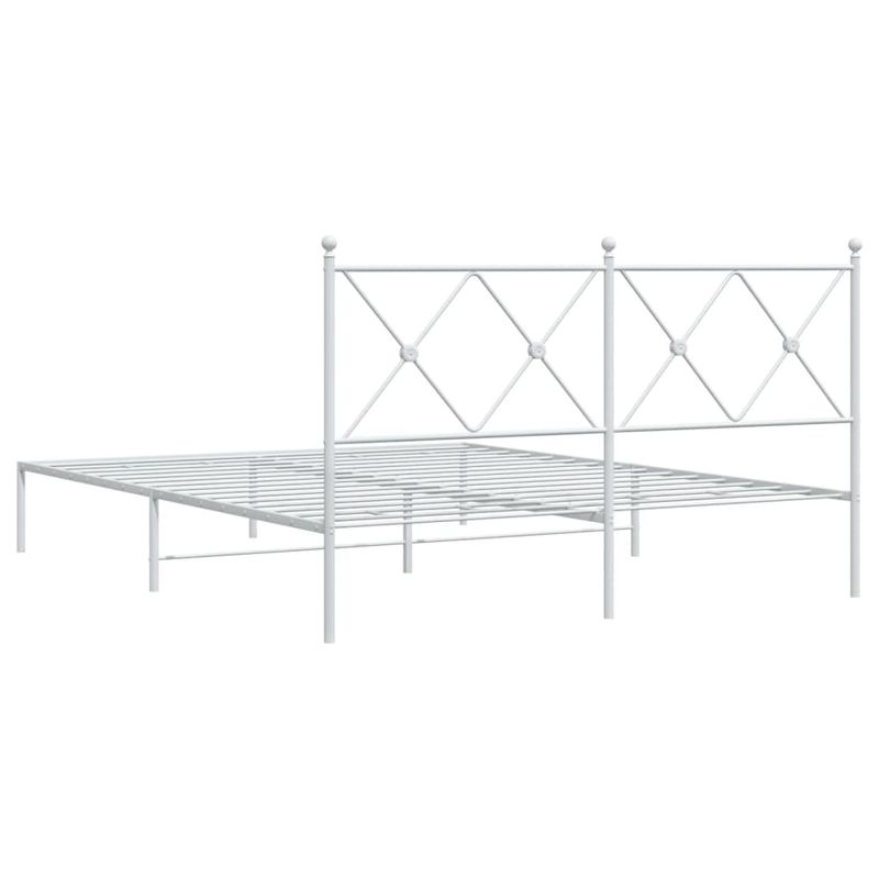 Casa si Gradina - Mobilier - Paturi si accesorii - Paturi - Cadru de pat metalic cu tablie, alb, 150x200 cm - Infinity.ro