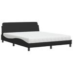 Casa si Gradina - Mobilier - Paturi si accesorii - Paturi - Pat cu saltea, negru, 160x200 cm, piele ecologica - Infinity.ro