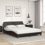 Casa si Gradina - Mobilier - Paturi si accesorii - Paturi - Pat cu saltea, negru, 160x200 cm, piele ecologica - Infinity.ro