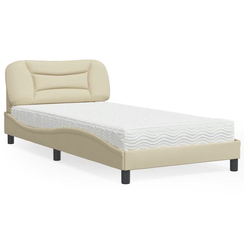 Casa si Gradina - Mobilier - Paturi si accesorii - Paturi - Pat cu saltea, crem, 100x200 cm, textil - Infinity.ro