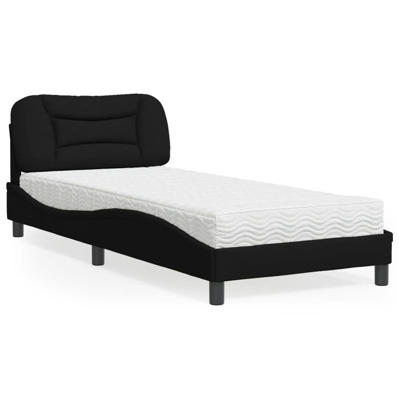 Casa si Gradina - Mobilier - Paturi si accesorii - Paturi - Pat cu saltea, negru, 80x200 cm, textil - Infinity.ro
