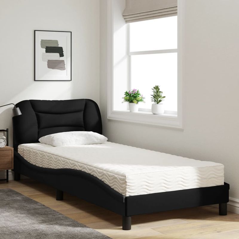 Casa si Gradina - Mobilier - Paturi si accesorii - Paturi - Pat cu saltea, negru, 80x200 cm, textil - Infinity.ro