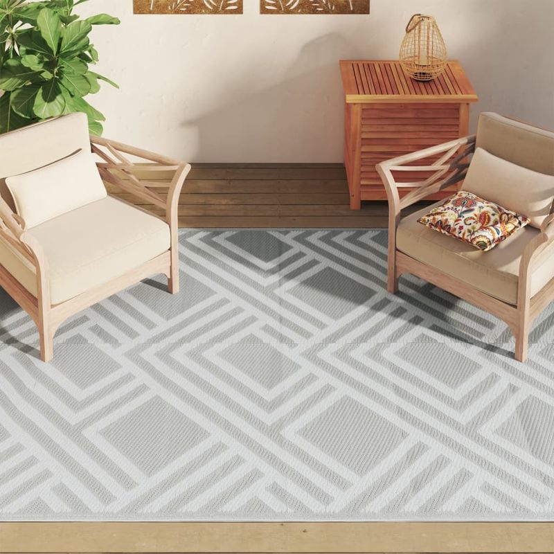 Casa si Gradina - Textile si covoare - Covoare - Covoare casa - Covor de exterior, gri cu dungi, 160x230 cm, PP - Infinity.ro