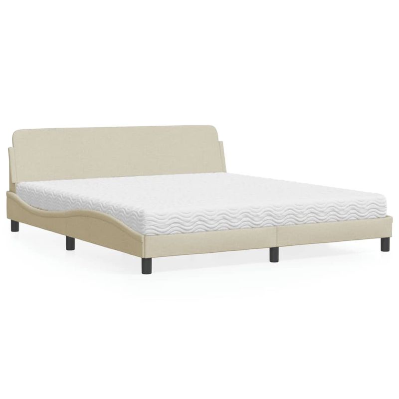 Casa si Gradina - Mobilier - Paturi si accesorii - Paturi - Pat cu saltea, crem, 180x200 cm, textil - Infinity.ro