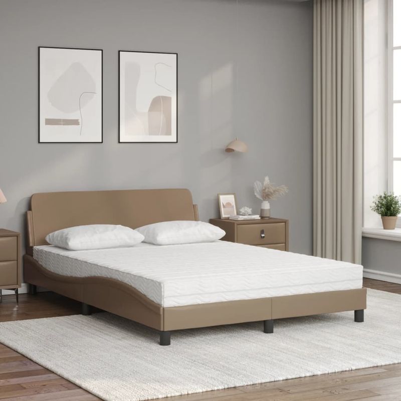 Casa si Gradina - Mobilier - Paturi si accesorii - Paturi - Pat cu saltea, cappuccino, 140x200cm piele ecologica - Infinity.ro