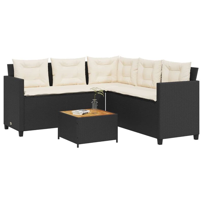 Casa si Gradina - Gradina si terasa - Mobilier exterior - Seturi mobila gradina - Canapea de gradina cu masa/perne, forma de L, poliratan negru - Infinity.ro